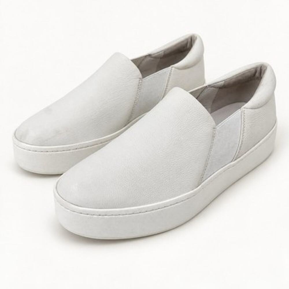 Vince Warren Leather Platform Slip-On Sneaker Women Size 7 Soft White Minimalist